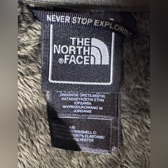 NWT North Face Dark Olive Green W/ coral accents full zip furry Hoodie. Women XS - Picture 4 of 8